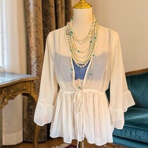 Scarlett Sheer Chiffon Bell Sleeve Ruffle Bed Jacket